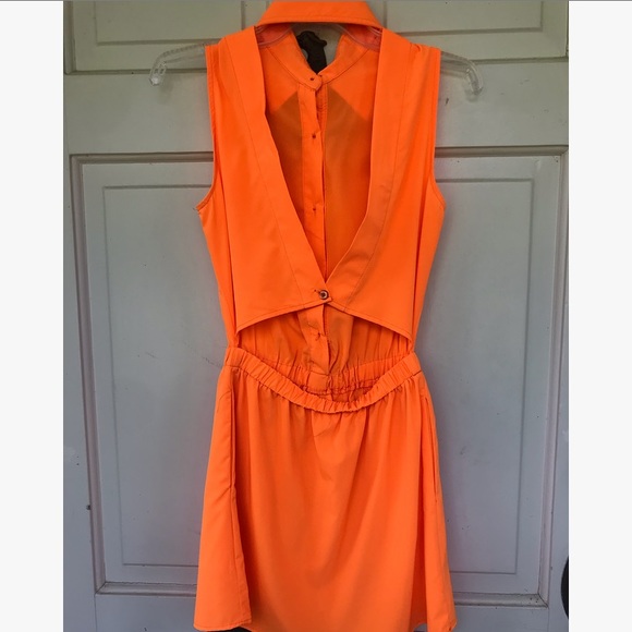 Bright Orange Halter Sun Dress - Picture 2 of 2